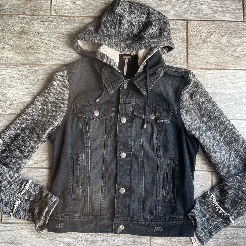 Free People Black Denim Jacket S